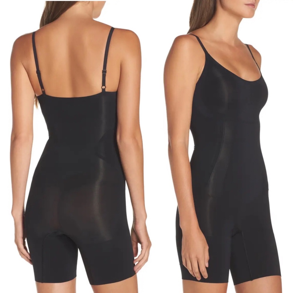Spanx OnCore Mid-Thigh Bodysuit Black Size Large